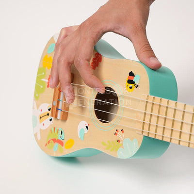 Fidtoy Ukulélé en Bois pour Enfants – Instrument de Musique Jouet pour Débutants dès 3 Ans