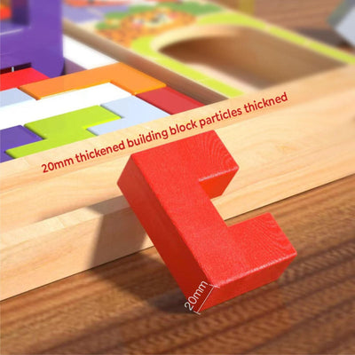 Wooden 3 in 1 Tetris - Parent Child Edition Multifunctional Building Blocks