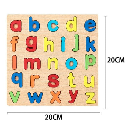 Abecedario pequeño de madera en 3D abcde