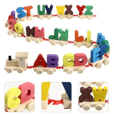 Wooden ABC Train Building Train Set Early Educational Toys Kids 2+ Years for Boys & Girls (Toy Train Alphabets)