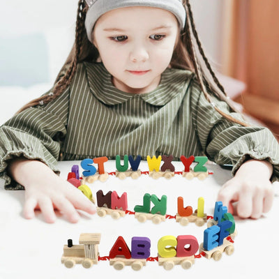 Wooden ABC Train Building Train Set Early Educational Toys Kids 2+ Years for Boys & Girls (Toy Train Alphabets)