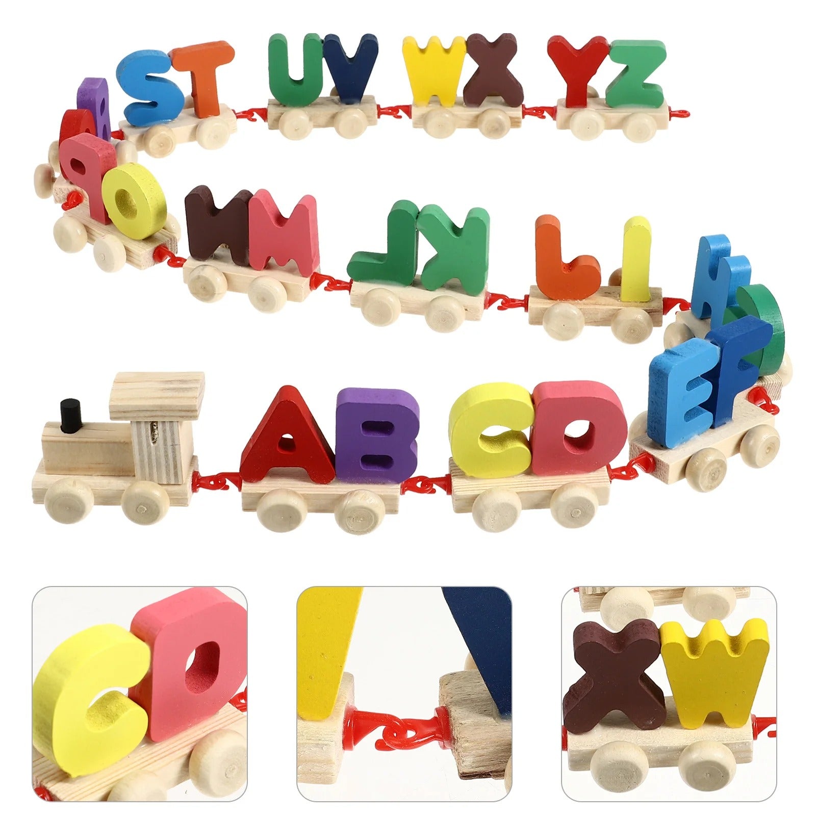 Wooden ABC Train Building Train Set Early Educational Toys Kids 2+ Years for Boys & Girls (Toy Train Alphabets)