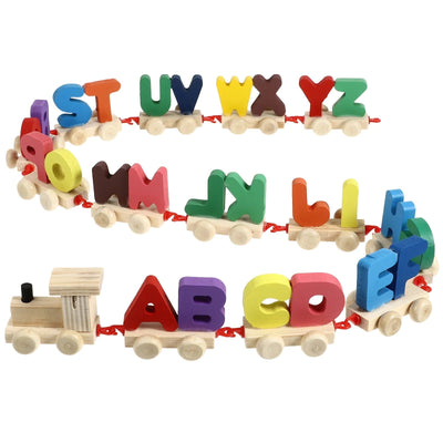 Wooden ABC Train Building Train Set Early Educational Toys Kids 2+ Years for Boys & Girls (Toy Train Alphabets)