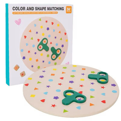 Tabla de emparejamiento de colores y formas de madera – Actividad de aprendizaje de motricidad fina para niños pequeños y preescolares