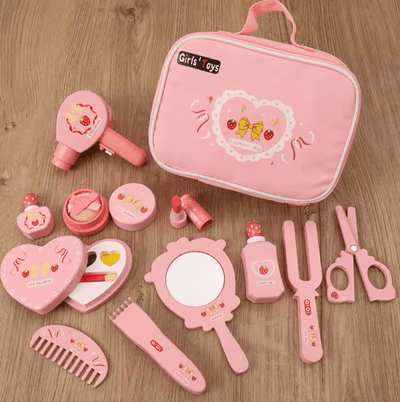 Trousse de maquillage en bois Ensemble de maquillage de princesse Simulation petite fille Cadeau d'anniversaire du Nouvel An