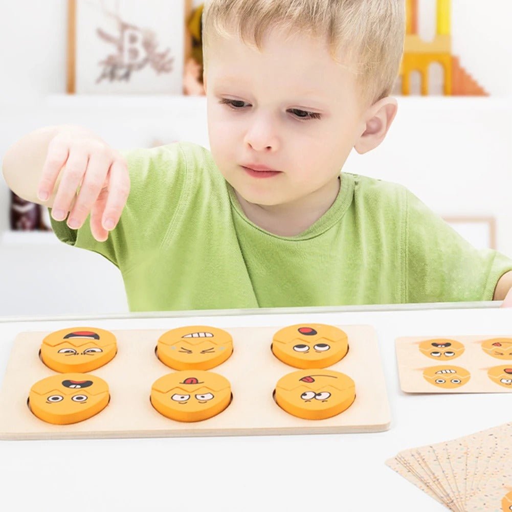 Jeu d'œufs en bois à visages interchangeables