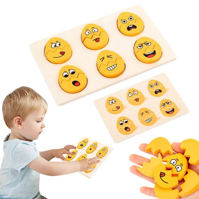 Jeu d'œufs en bois à visages interchangeables