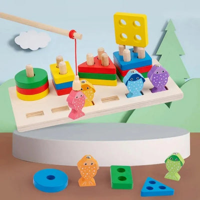 Juguete Educativo de Columna de Pesca de Madera – Ecológico y Desarrolla Habilidades