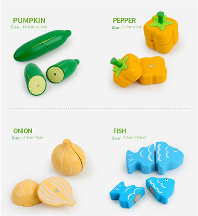Jouets de cuisine et d'apprentissage en bois de fruits et légumes magnétiques à découper