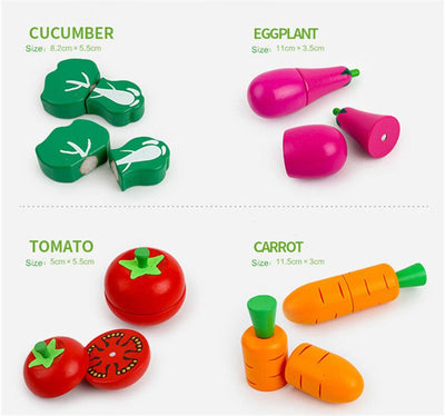 Jouets de cuisine et d'apprentissage en bois de fruits et légumes magnétiques à découper