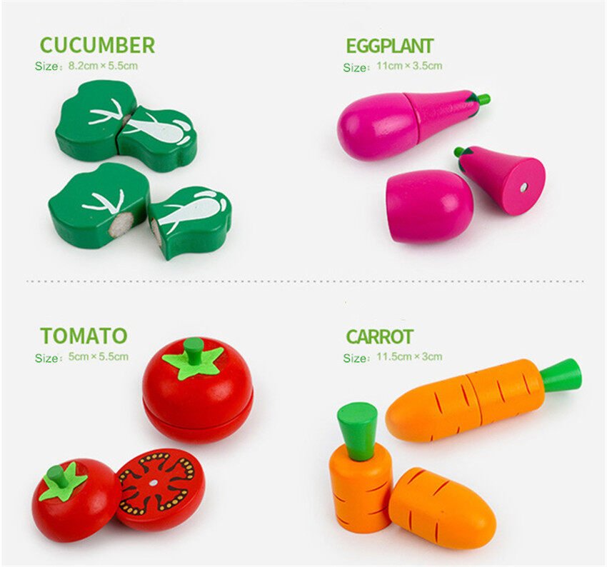 Jouets de cuisine et d'apprentissage en bois de fruits et légumes magnétiques à découper