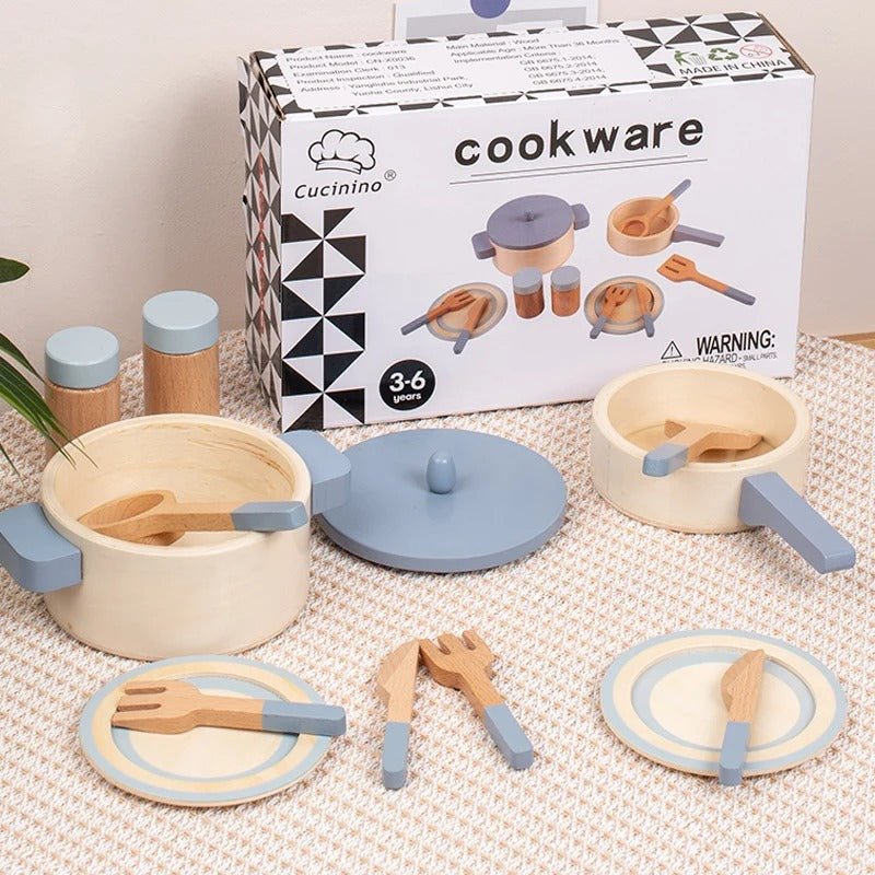 Jouets de cuisine en bois pour enfants, mini-ustensiles de cuisine, casserole, poêle, jeu d'imitation, jouets éducatifs pour filles