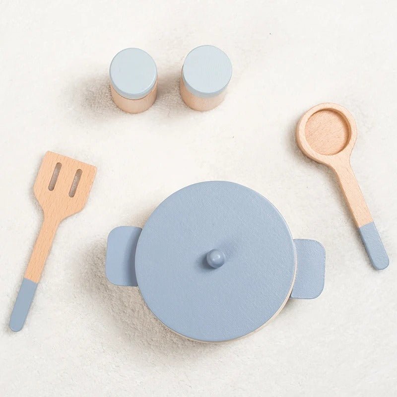 Jouets de cuisine en bois pour enfants, mini-ustensiles de cuisine, casserole, poêle, jeu d'imitation, jouets éducatifs pour filles