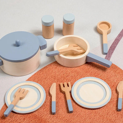 Jouets de cuisine en bois pour enfants, mini-ustensiles de cuisine, casserole, poêle, jeu d'imitation, jouets éducatifs pour filles