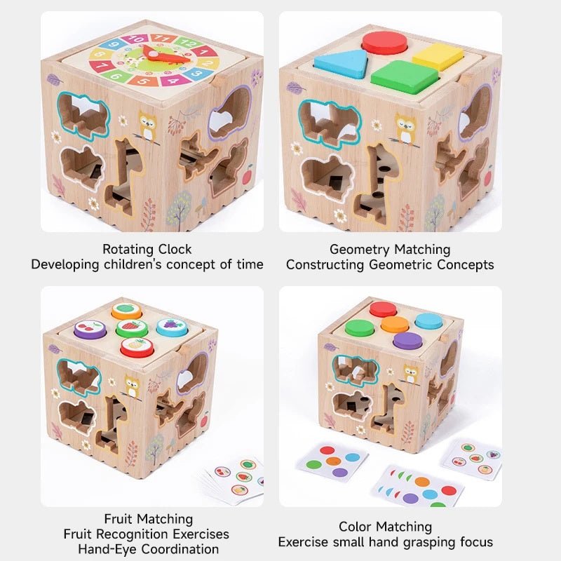 Jouet d'éveil et d'activités Montessori 8 en 1 en bois pour enfants