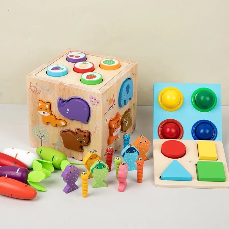 Jouet d'éveil et d'activités Montessori 8 en 1 en bois pour enfants