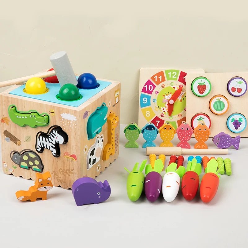 Jouet d'éveil et d'activités Montessori 8 en 1 en bois pour enfants