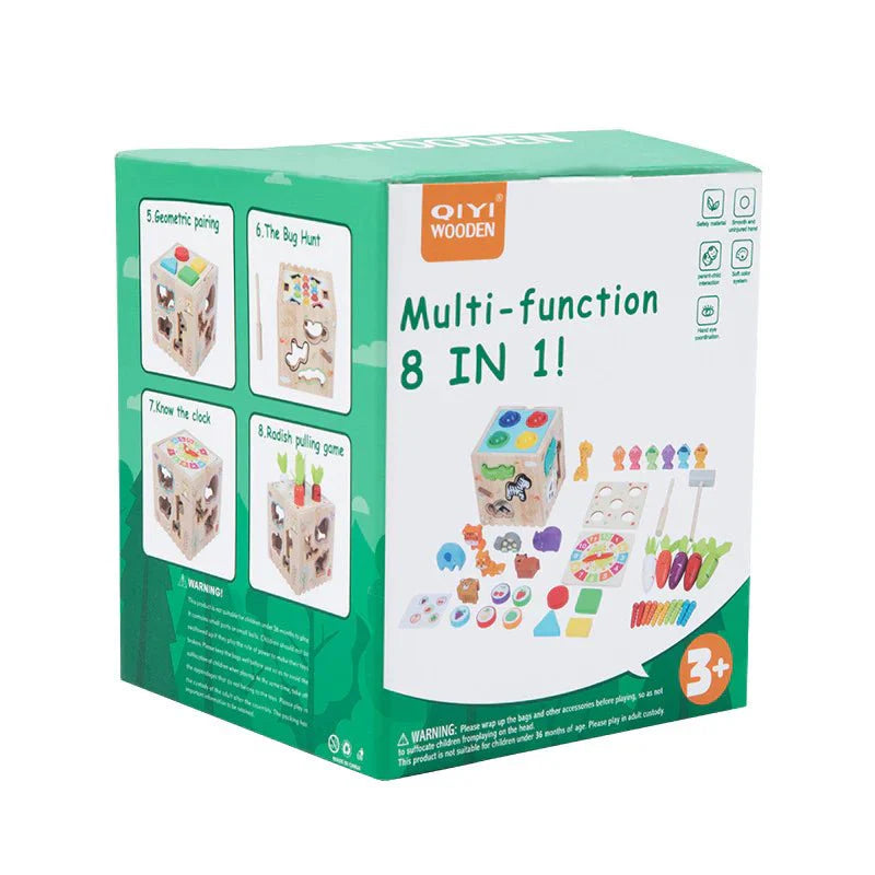 Jouet d'éveil et d'activités Montessori 8 en 1 en bois pour enfants