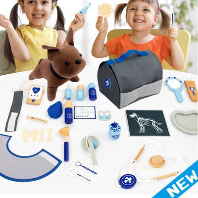 Kit médical de simulation en bois pour accessoires d'outils d'hôpital pour animaux de compagnie