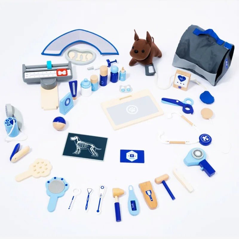 Kit médical de simulation en bois pour accessoires d'outils d'hôpital pour animaux de compagnie