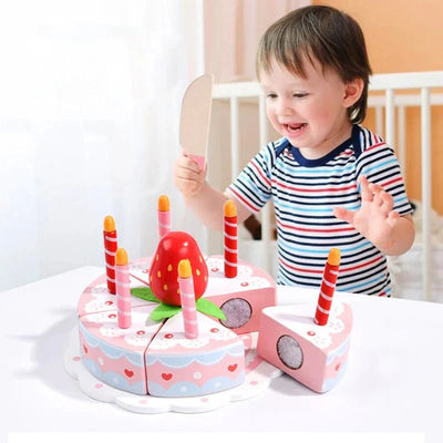 Wooden Princess Birthday Cake Toy Play Food Cake Toy Pretend Play for Kids