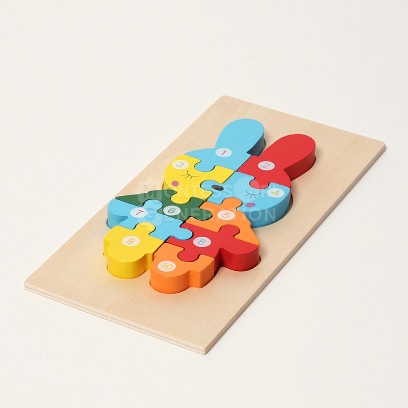Fidtoy Wooden Animal Puzzle Set for Toddlers – 4 Pack Kids Shape Matching Puzzle Toy