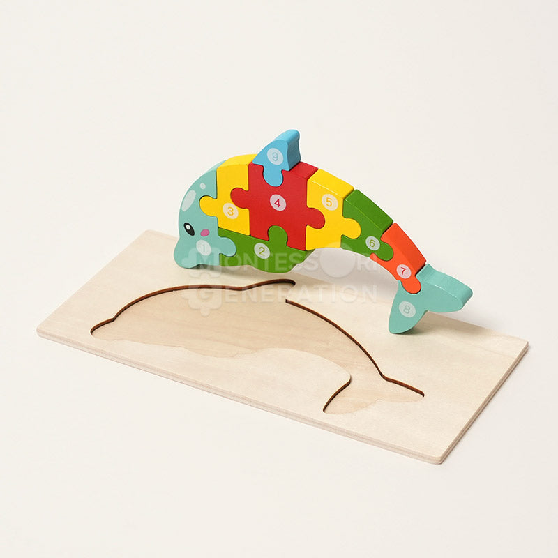 Fidtoy Wooden Animal Puzzle Set for Toddlers – 4 Pack Kids Shape Matching Puzzle Toy
