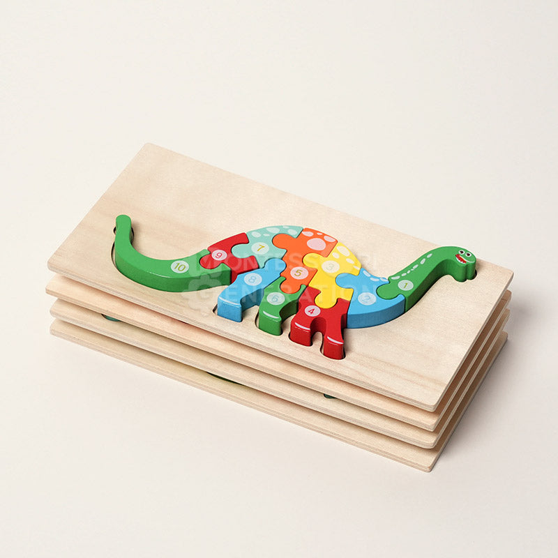 Fidtoy Wooden Animal Puzzle Set for Toddlers – 4 Pack Kids Shape Matching Puzzle Toy