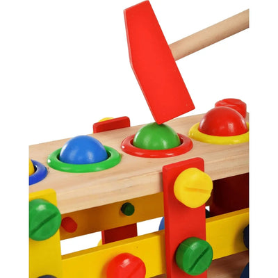 Coche de madera de tornillo, vehículo, martillo, bola, baratijas y más - Coche de tornillo 2 en 1 DIY, vehículo, martillo, bola