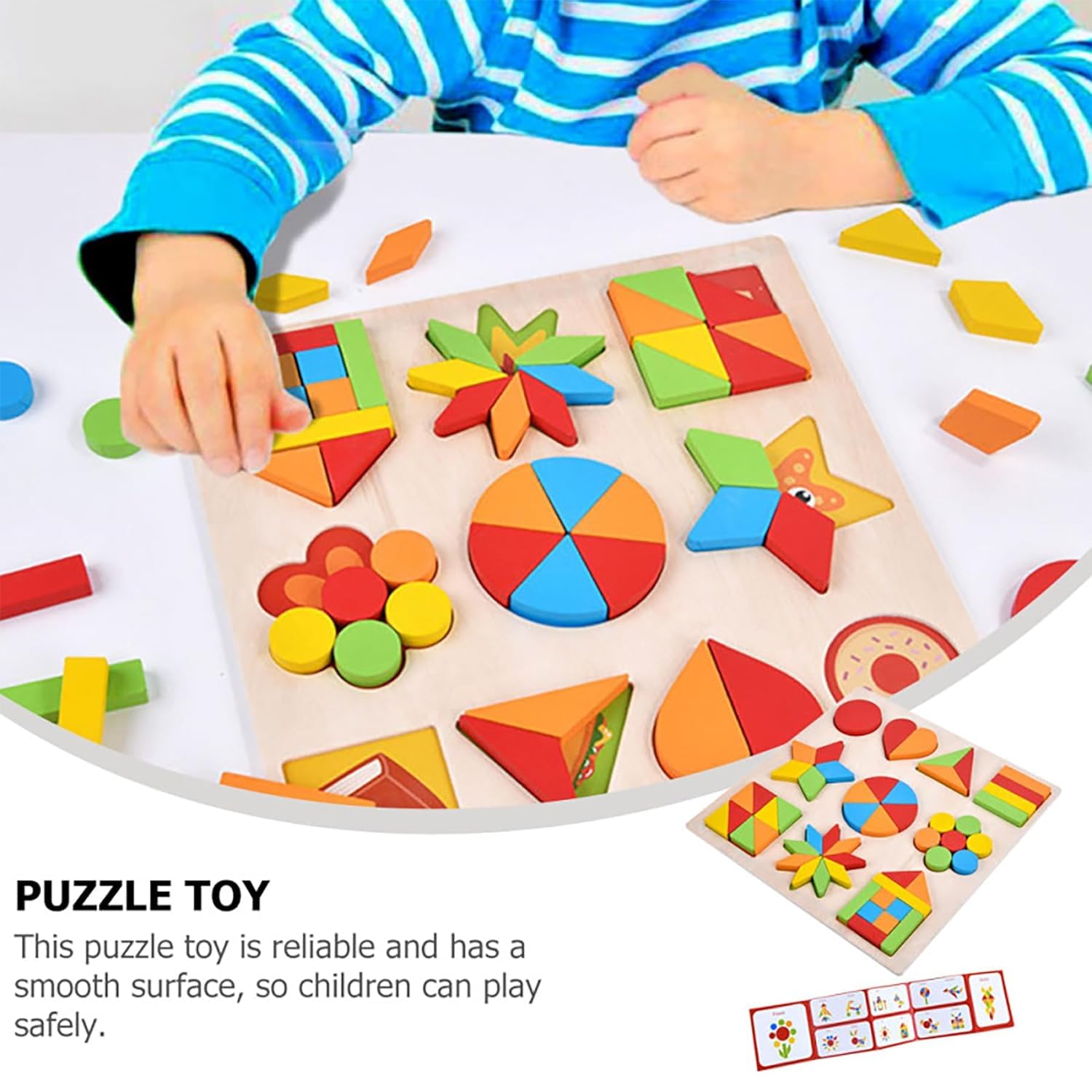 Jouet d'apprentissage Puzzle Formes en Bois, planche de puzzle Montessori 10 en 1 avec 10 formes géométriques