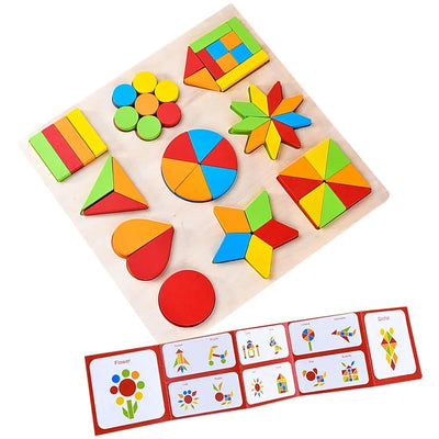 Jouet d'apprentissage Puzzle Formes en Bois, planche de puzzle Montessori 10 en 1 avec 10 formes géométriques