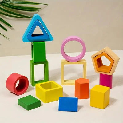 Jouets de tri et d'empilage en bois, Empileur de formes, Cadeaux de tri de formes pour la reconnaissance des couleurs