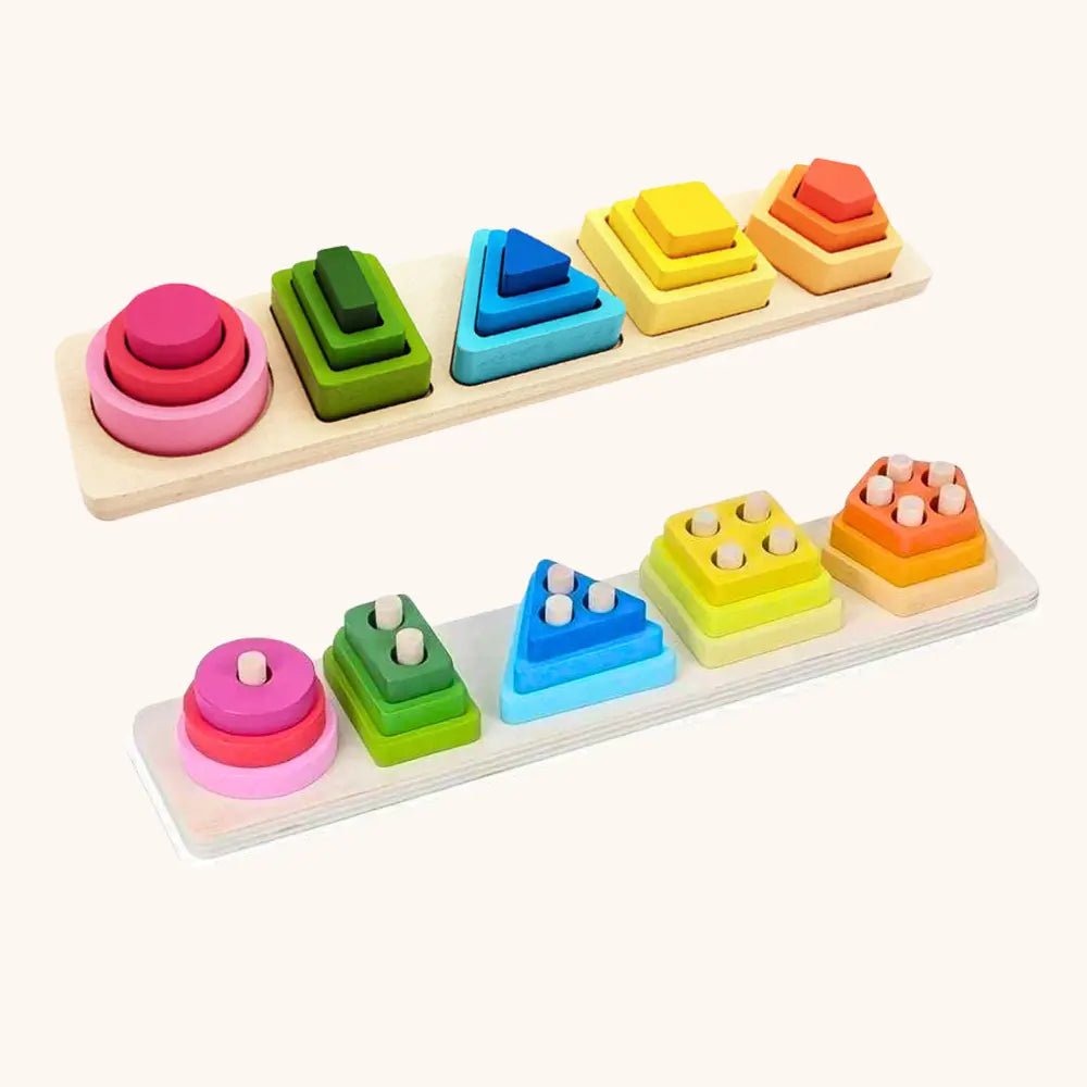 Jouets de tri et d'empilage en bois, Empileur de formes, Cadeaux de tri de formes pour la reconnaissance des couleurs