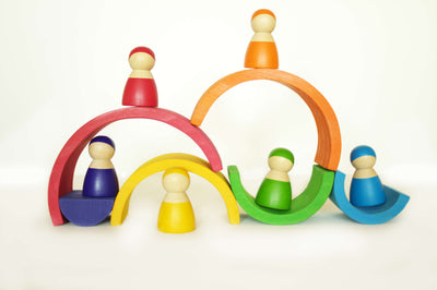 Fidtoy Rainbow Stacker Wooden Toddler Toy with 6 Arches