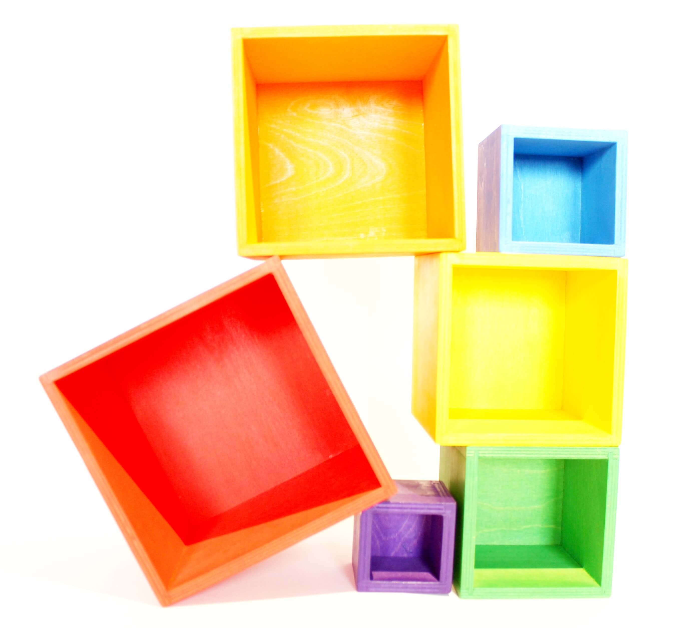 Fidtoy Cajas Apilables de Arcoíris, Juguete de Madera Encajable para Niños de 3+ años