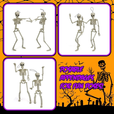 Fidtoy Posable Halloween Skeleton Decorations Set of 2