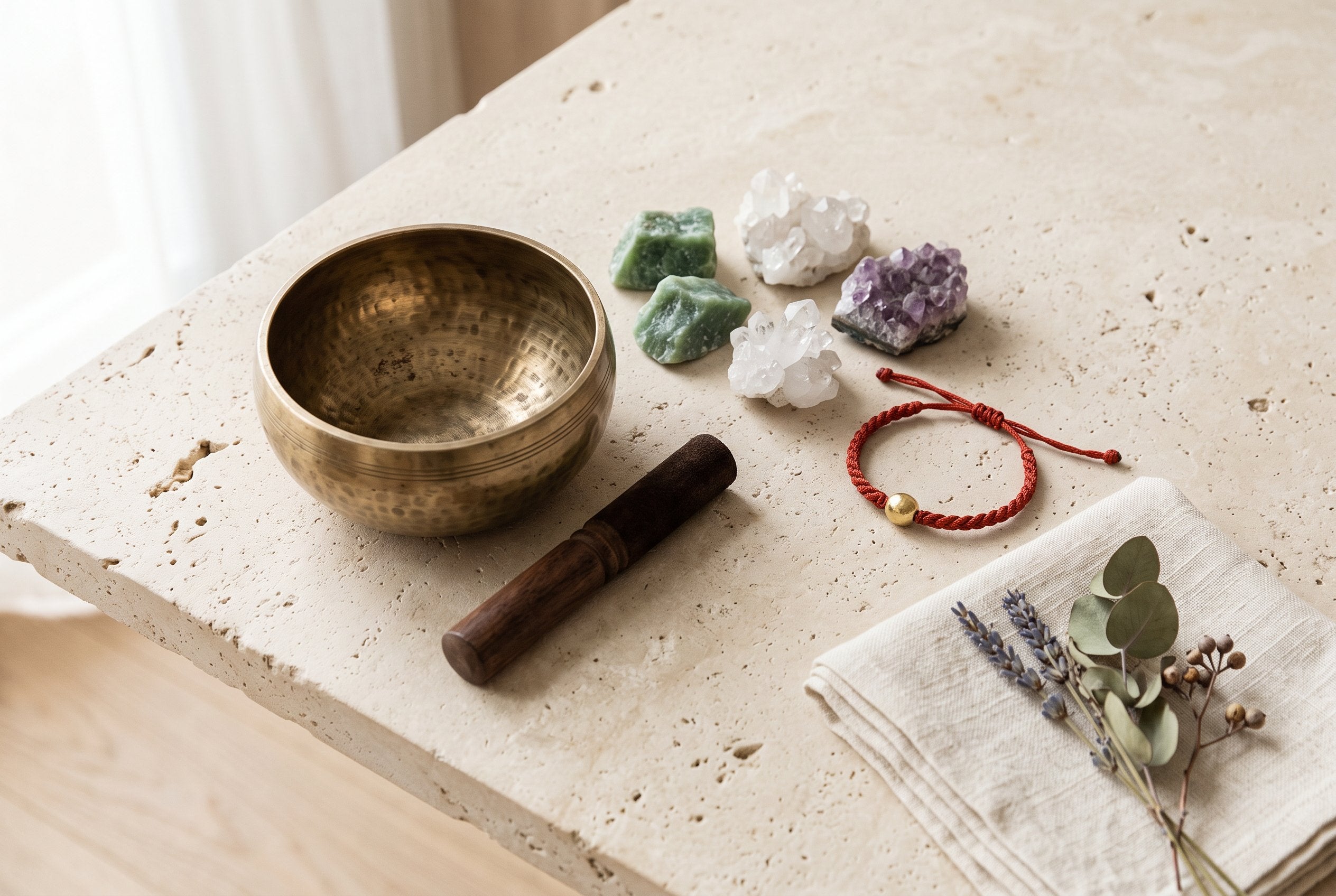 Mindful Foviel still life with meditation objects and natural stones
